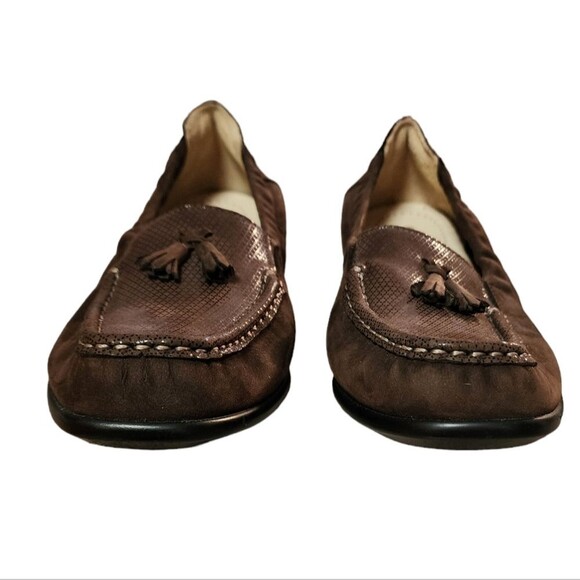 SAS Shoe Women 8N Hope Brown Suede Leather Tassel Moc Toe Slip On Loafer Comfort - Picture 5 of 10